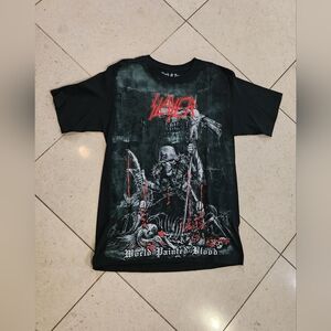 Slayer World Painted Blood Embroidered Adult Mens T-Shirt Size MED Thrash Metal